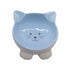 Indipets Pawsome Pottery Cat Face: Non-Skid Pet Water and Food Bowl, Blue